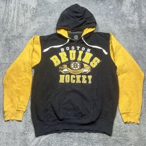 Boston Bruins Hoodie Mens L Black Yellow Hockey NHL G-III Carl Banks Pocket SPOT